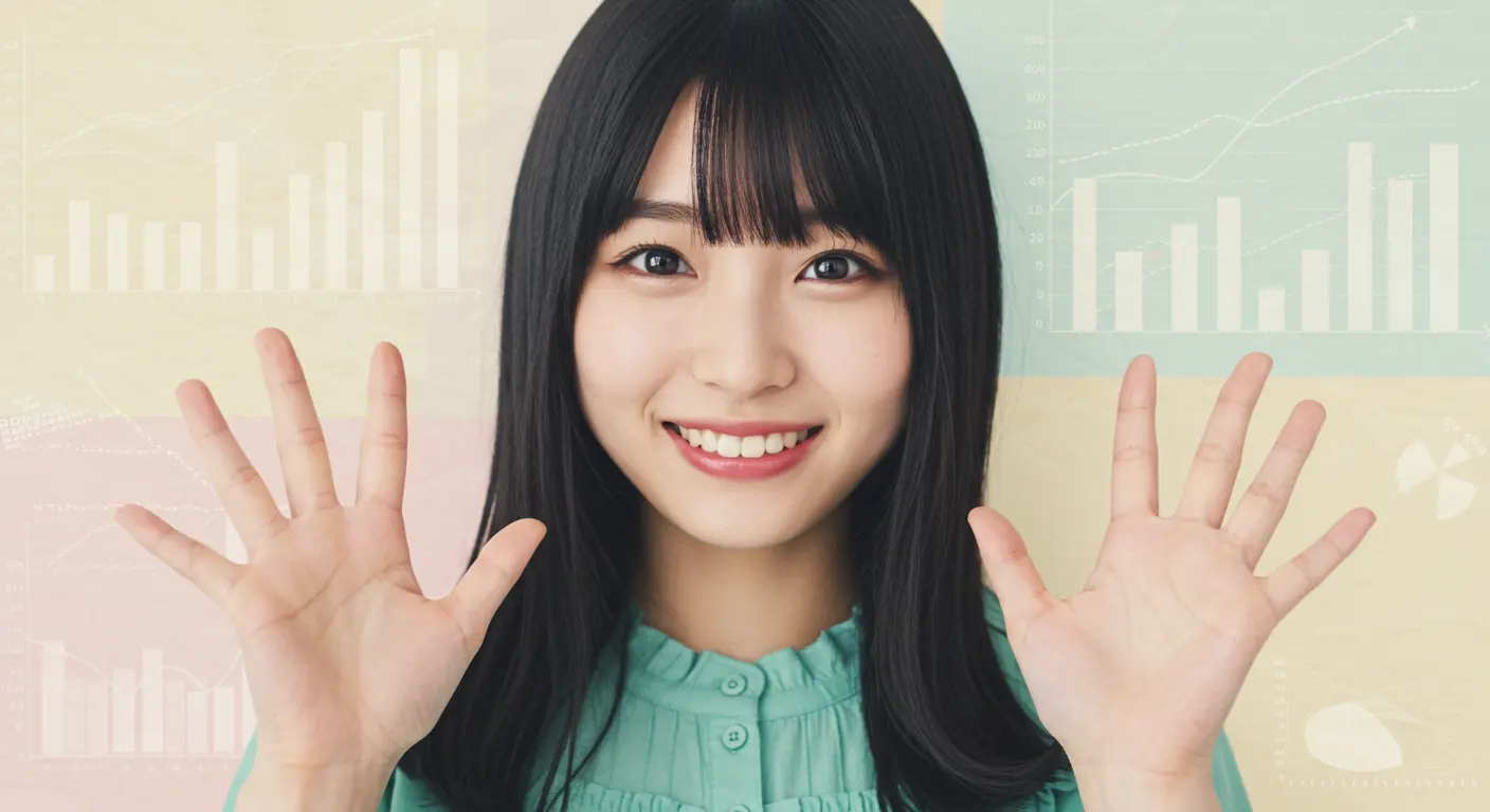グラフの前で手を振っている女性